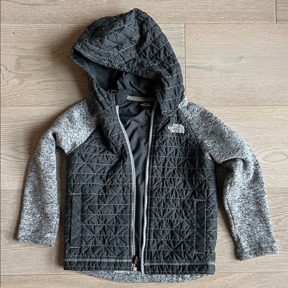 The North Face Charcoal and Heather Quilted Sweater Hoodie - Toddler 4T